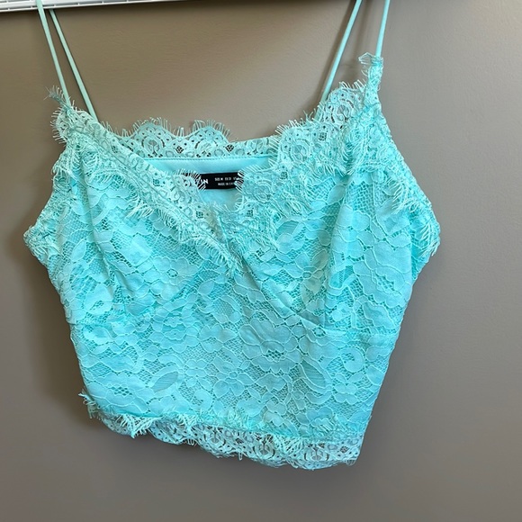 Mint Green Lace Tank Top - Picture 1 of 3